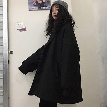 アウター デート コート 上着 袖あり 長袖 10代 20代 レディース 女性用 OL 学生 個性的 ブラック M L XL 2XL ゆったり こなれ感 エレガント クール モード系 ルーズ