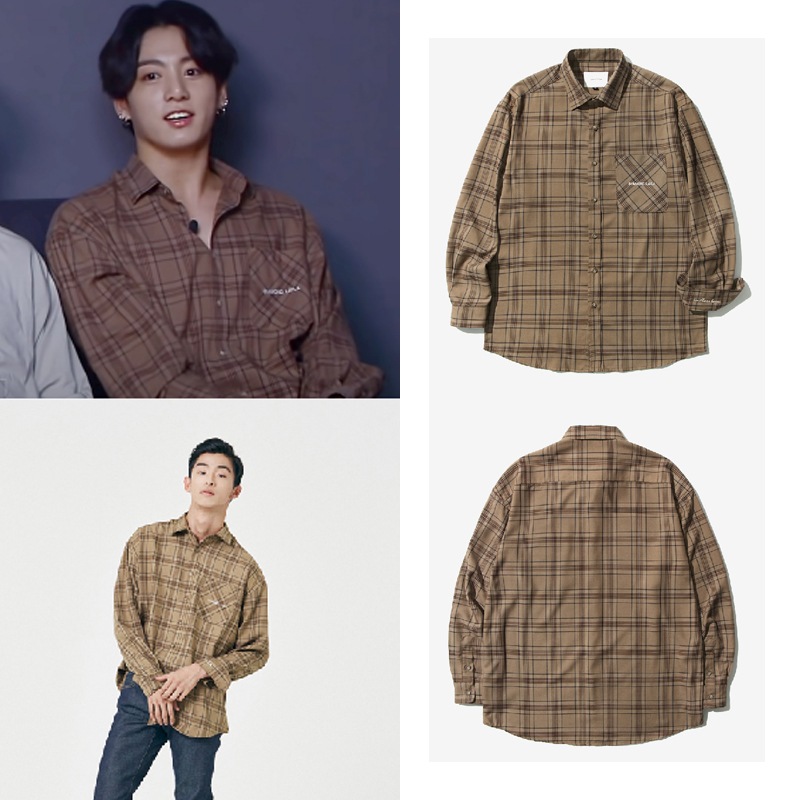 [BTSジョングク着用][防弾少年団ファッション ] オーバーフィットチェックシャツ 韓国ストリートファッション 韓国の人気芸能人着用