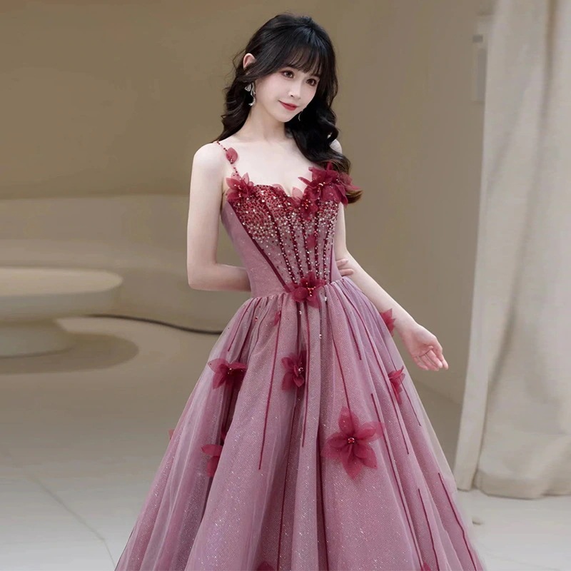 重工業ブライダルウェア気質サスペンダープリンセススタイルパフスカートスーパーホストパフォーマンスイブニングドレススカートワンピースドレスその他 ワンピースドレス