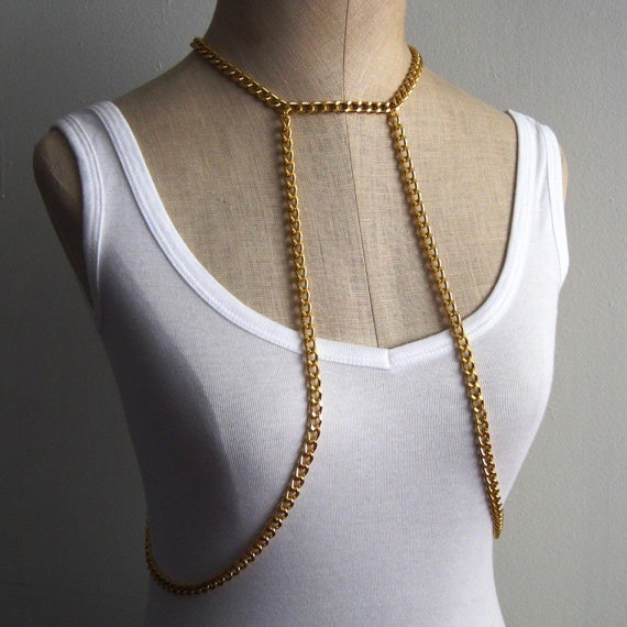 ランウェイボディチェーン クサリ 鎖 ウエストチェーン ネックレス 首飾り アクセサリー 女性 彼女 レディース プレゼント 腰 ゴールド 金色 太め 太い シンプル ドレス ダンス mtr142