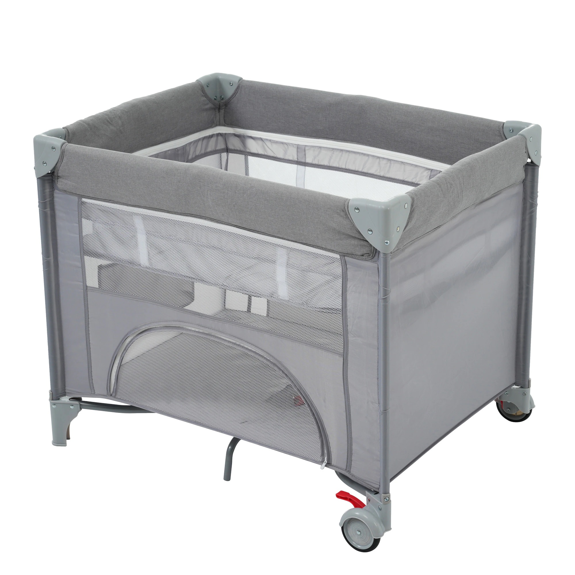【2点購入で150OFF】品質良い!店舗お勧め! プレイヤード 　折りたたみ ベビーサークル お昼寝マット　キャリーバッグ付 マットレス付　プレゼント　お誕生日　お祝い【グレー】