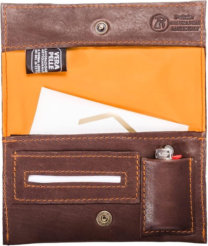 ペレイン シャグポーチ タバコケース 手巻きタバコ 高級 ラムレザー MADE IN ITALY(ブラウンマスタード)