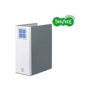 (まとめ)TANOSEE 両開きパイプ式ファイルE A4タテ 100mmとじ グレー 10冊