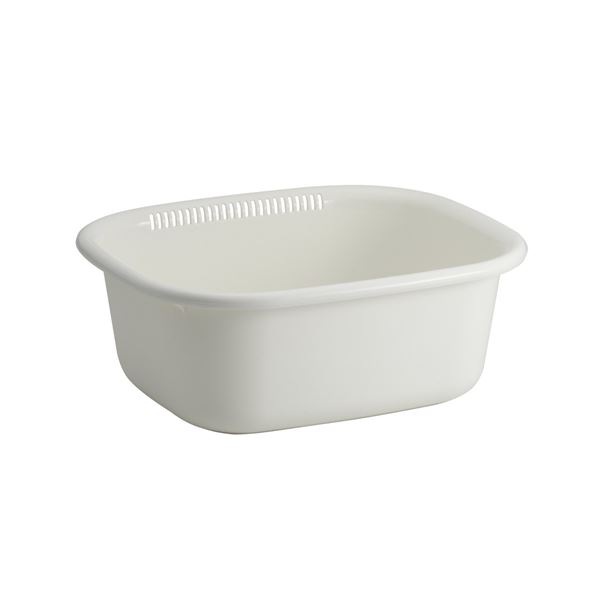 (まとめ) 洗い桶/ウォッシュタブ (角型) 抗菌効果 プラスチック製 ホワイト キッチン用品 『ポゼ』 (40個セット)