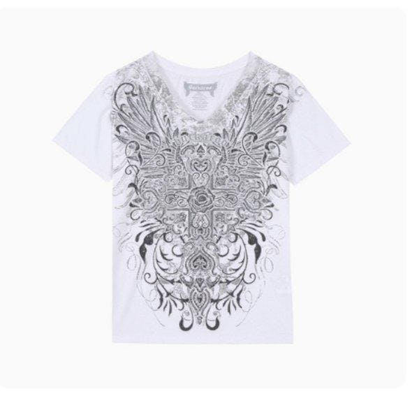 女性40番手シングルヴィンテージWING Vネック半袖Tシャツ(B252TS692P)
