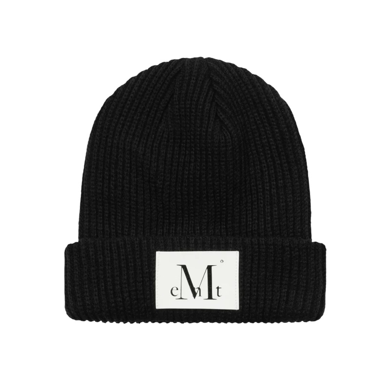 ニット帽 ビーニー ロゴパッチ リブ編み 防寒 帽子 韓国ファッション Y2K カジュアル ユニセックス