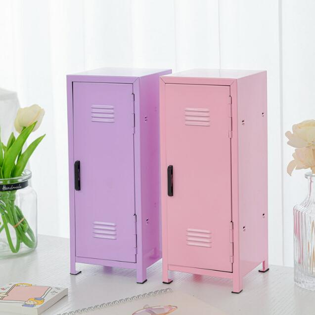 ミニ化粧品　飾り収納キャビネットデスク化粧品収納ボックスマカロン色乙女心鉄収納キャビネット