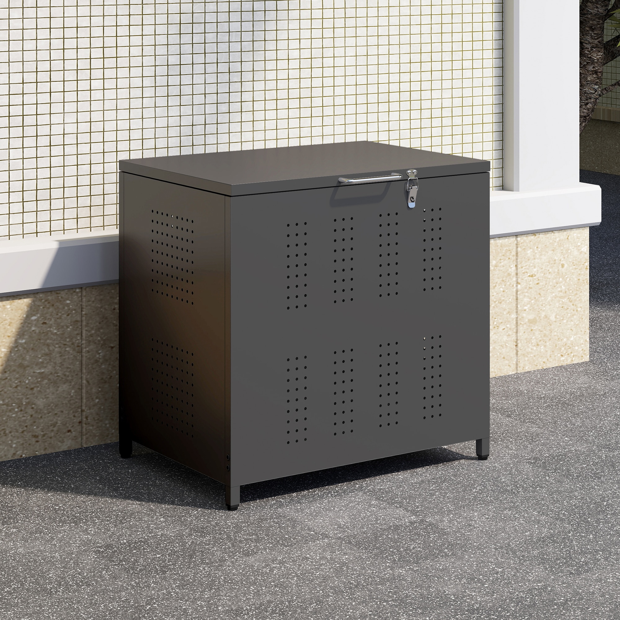 【国内へ発送&送·料·無·料】1142屋外ゴミ収納庫 ゴミ箱 屋外 ゴミ収集ボックス ごみ集積所 大容量 カラスよけ 野良猫対策 ゴミ荒らし防止 庭用可能 容量160L ブラック