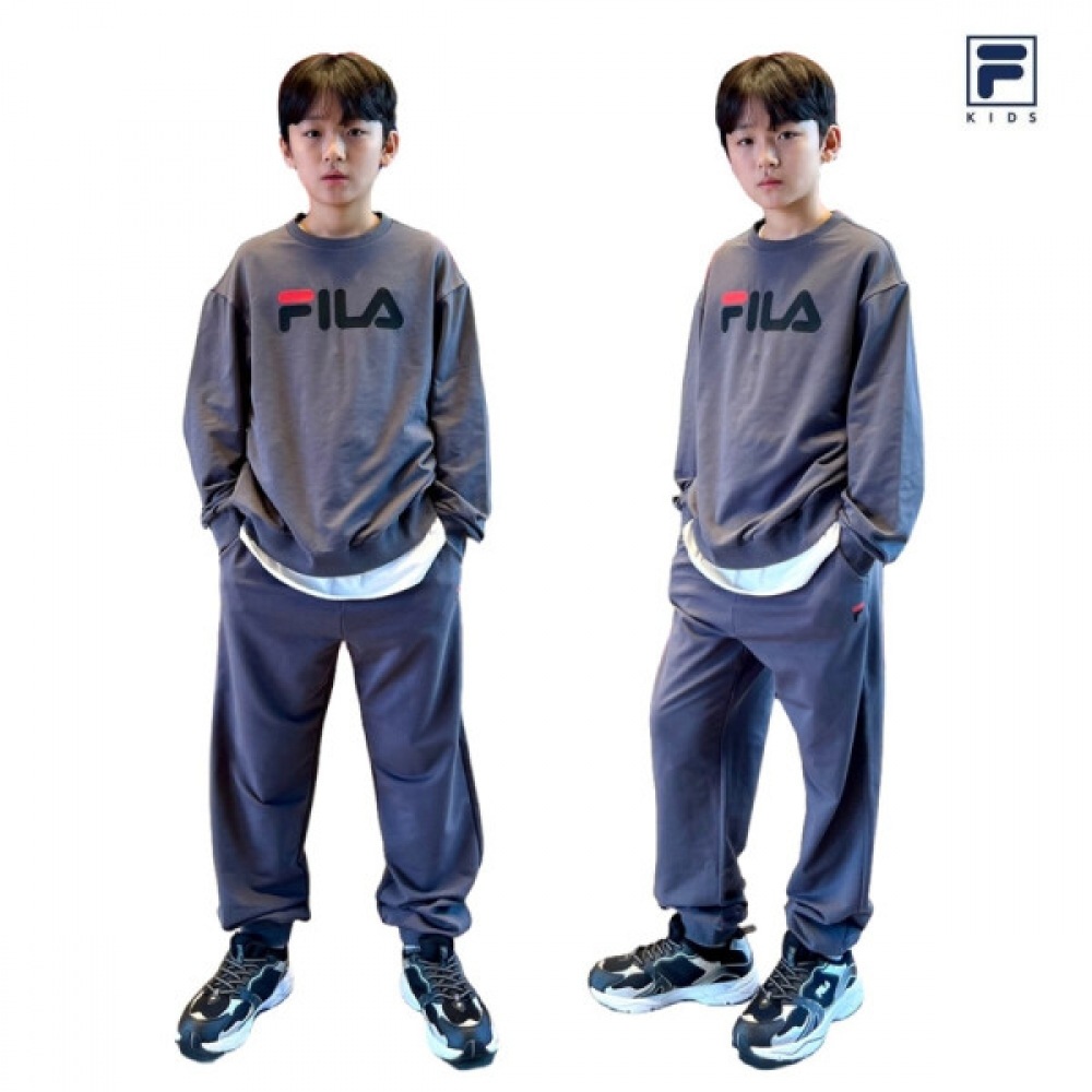 フィラキッズ 基本ビッグロゴ トレーナー上下セット-FK2FSG3B02X