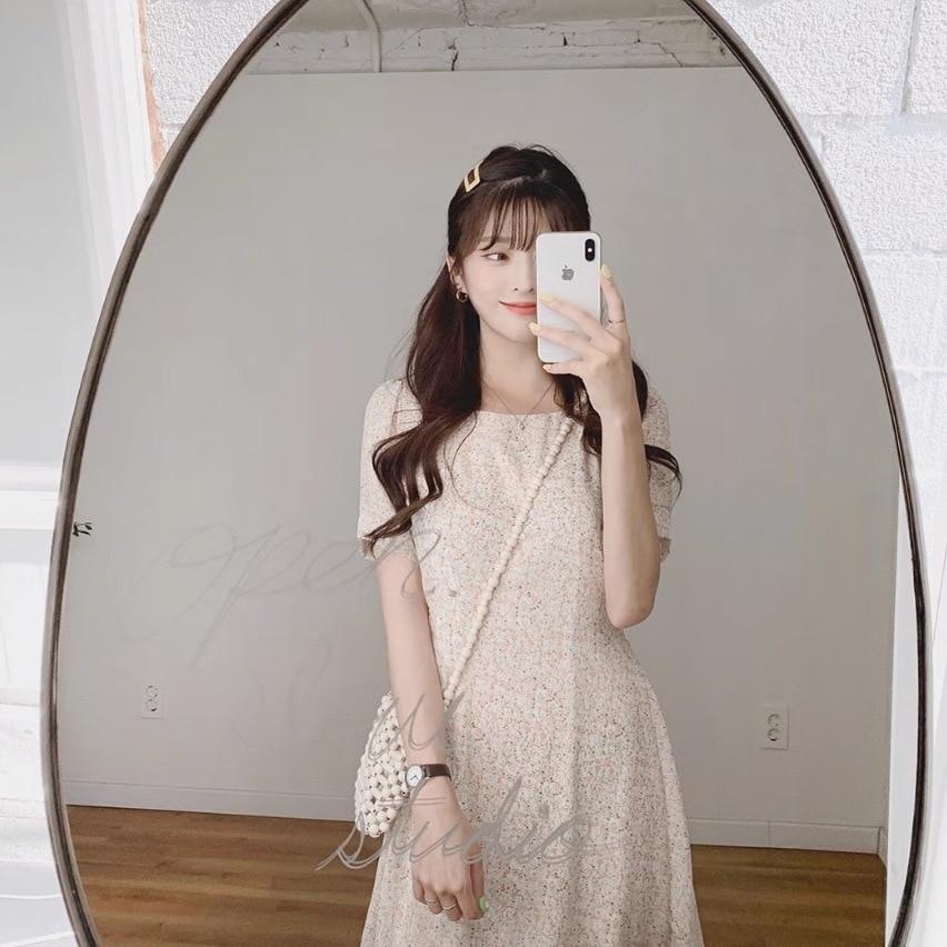 ワンピース ワンピドレス 膝丈 ひざ丈 膝上 半袖 Uネック ストレート Aライン シフォン リボン バックリボン ファスナー 透け感 かわいい 大人可愛い きれいめ シンプル カジュアル 大人 上品