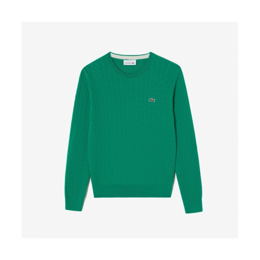 LACOSTE 女性用ケーブルクルーネックセーター [ライトグリーン]