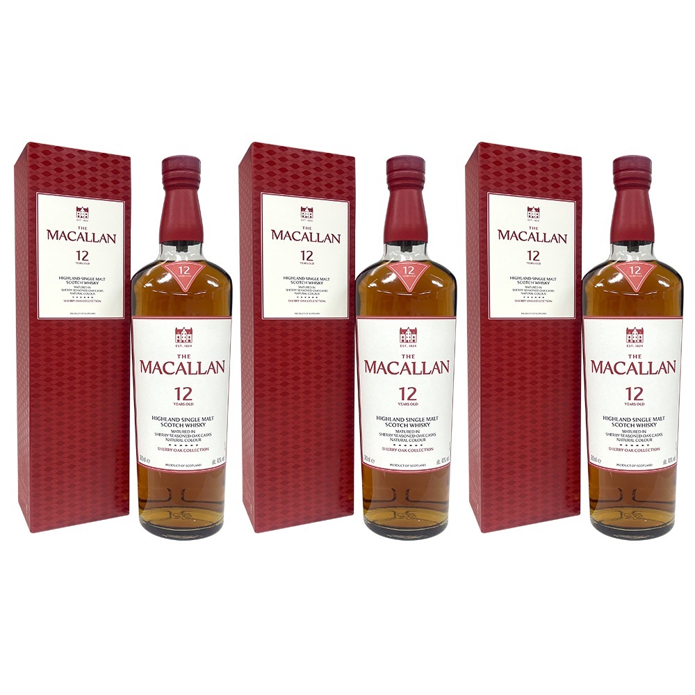 [正規品] ザ マッカラン 12年 シェリーオーク 40度 700ml 3本セット / ギフトBOX入り スコットランド シングルモルトウイスキー お酒