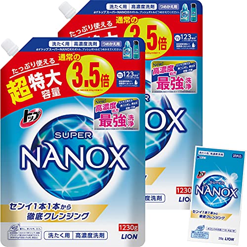 まとめ買い 大容量トップ スーパーナノックス 蛍光剤シリコーン無添加 高濃度 洗濯洗剤 液体 詰め替