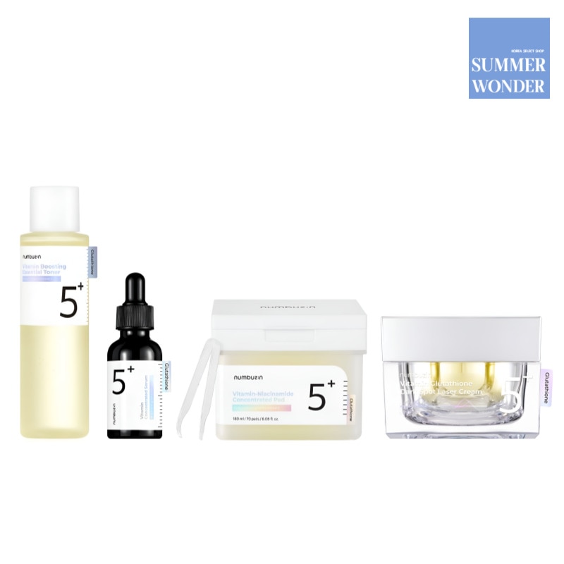 [正規品][3種/2種SET] 5番 白玉グルタチオンC トナー 200ml / 美容液 30ml / フィルムパッド 70枚 / メラゼロクリーム 50ml