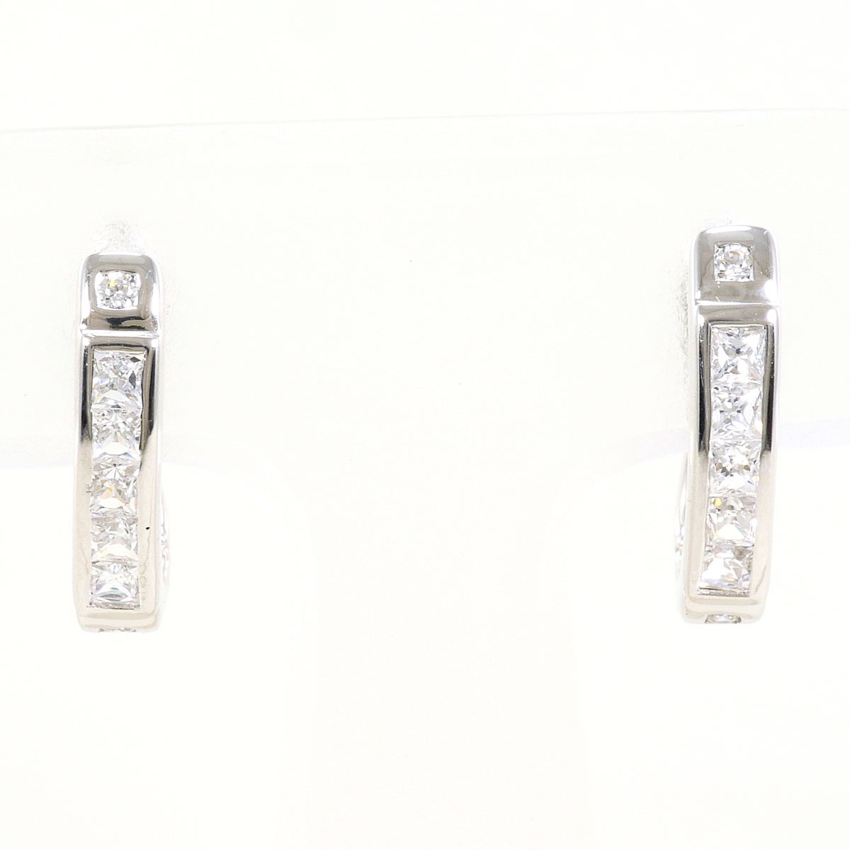 K14 14金 WG ホワイトゴールド ピアス ジルコニア 総重量約2.8g 中古
