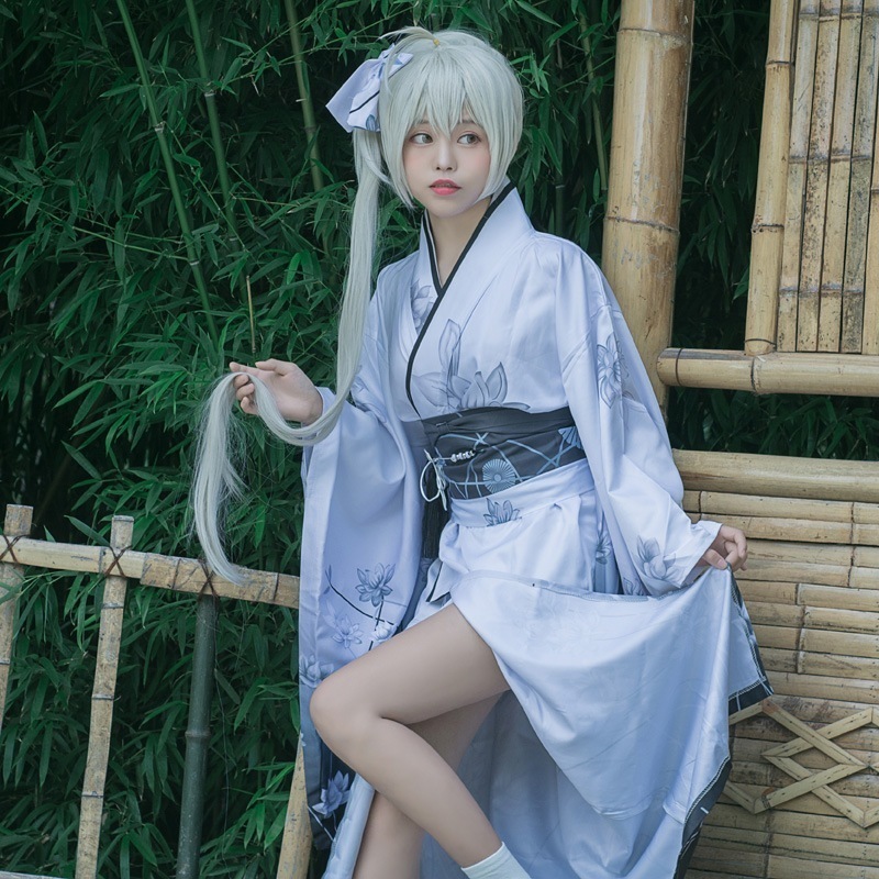 漫展穹妹縁空春日野穹白い着物浴衣コスプレ衣装女アニメダンス
