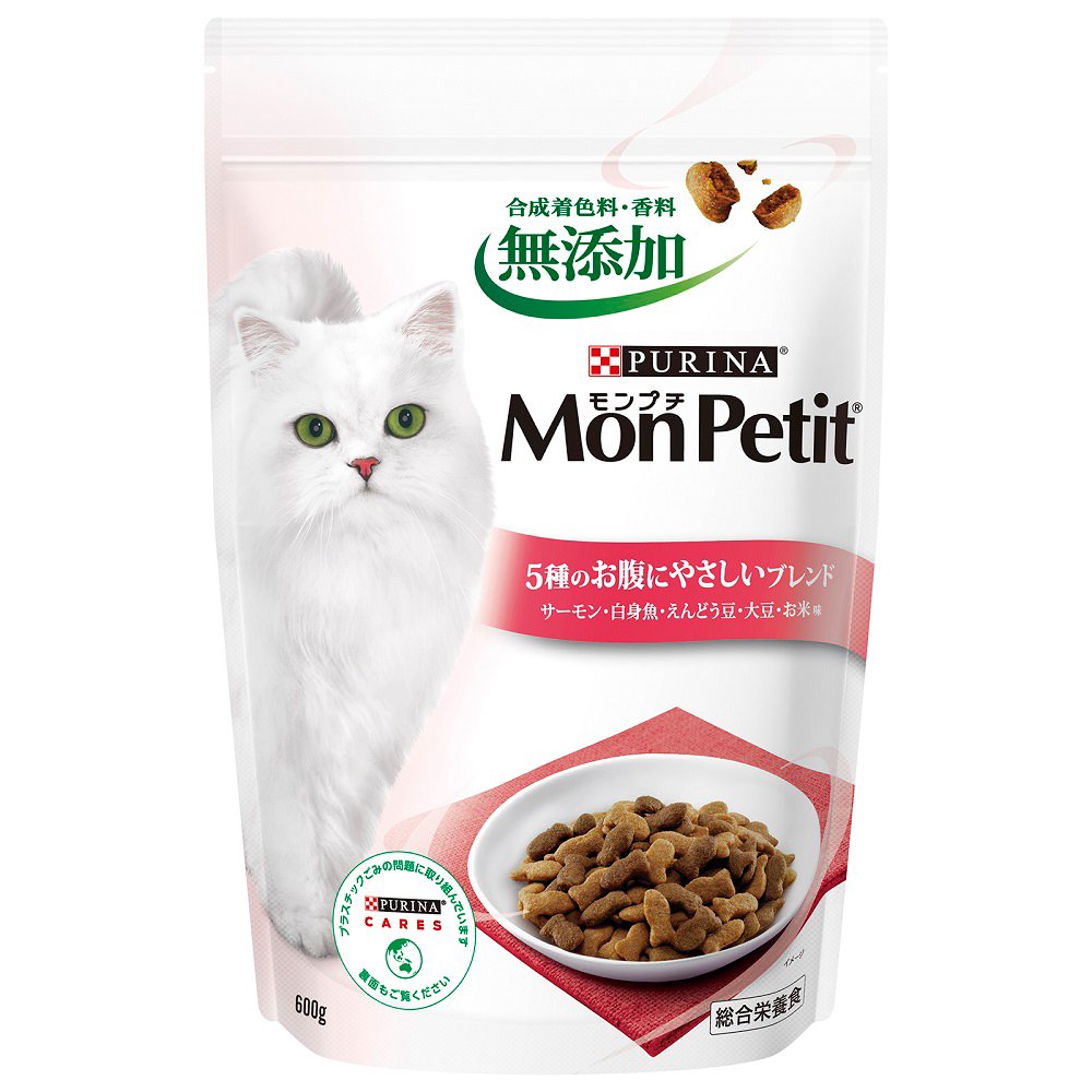 キャットフード　ドライ　バッグ　５種のお腹にやさしいブレンド　サーモン・白身魚・えんどう豆・大豆・お米味　６００ｇX１２袋　ＣＲＣ35―15―68―40―00