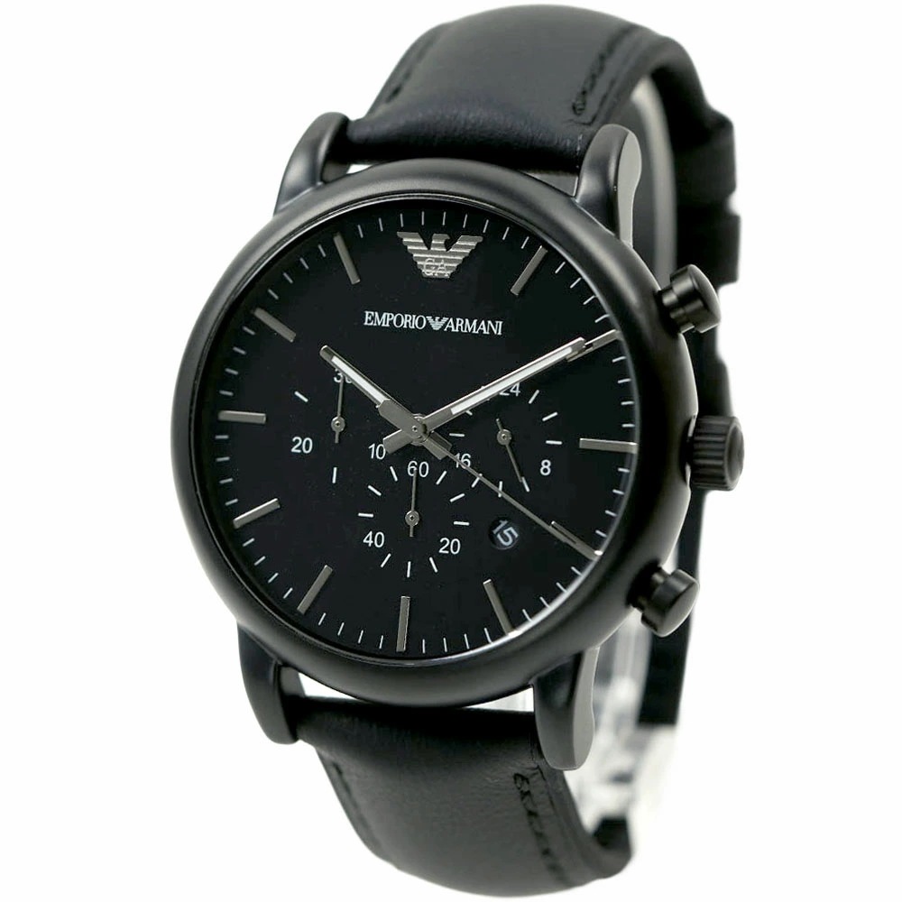 エンポリオアルマーニ 腕時計 メンズ クロノグラフ 日付カレンダー ブラック EMPORIO ARMANI 46MM AR1970