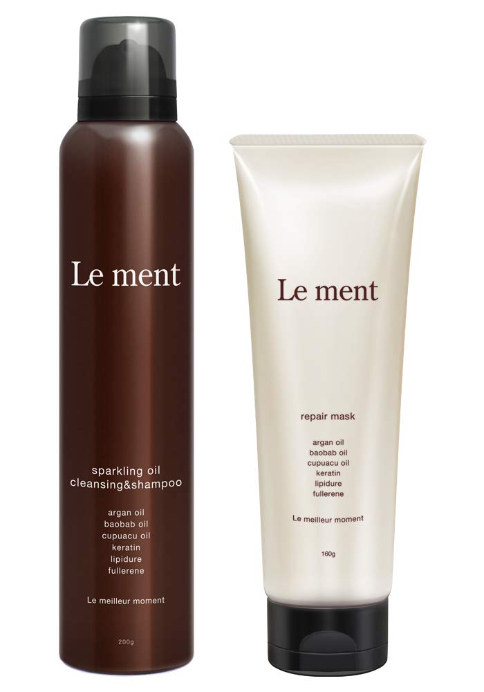 Le ment (ルメント) スパークリングオイル クレンジング&シャンプー リペア マスク セット 高濃度炭酸9000ppm 頭皮すっきり髪しっとり うるツヤ髪へ PPT系洗浄成分 アミノ酸系洗浄成