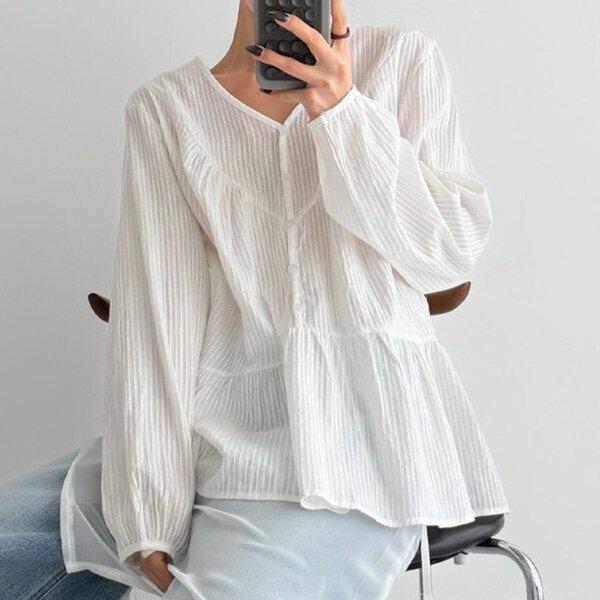 (BL)シモンVネックブラウス 春 女性 ブラウス