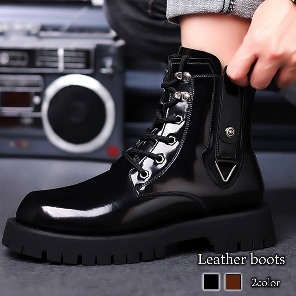 ブーツ メンズ レザーブーツ 靴 黒 軽い 秋 冬 ジッパー 幅広 防水 防寒 レザー ファスナー 完全 暖かい ブーツフロント モード 革 スエード 本革 セット シューズ 滑らない サイドジップ