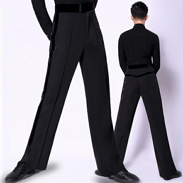 男性社交ダンス 衣装 モダンダンス ズボン 競技着 レッスンウェア メンズ ラテンダンス ズボン ベロア ベルベット 発表会 大きいサイズ ワルツ チャチャチャ ルンバ カウボーイ ステージ ブラック