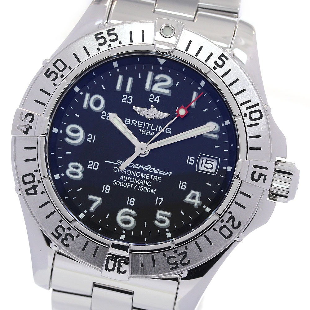 ブライトリング BREITLING A17360 スーパーオーシャン デイト 自動巻き メンズ 保証書付き_843392【中古】