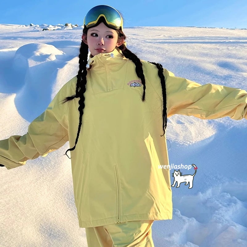 スノーボードウェア 2025 上下セット メンズ レディース アウター ジャケット パンツ ズボン 黄色 セットアップ ウィンタースポーツ 韓国風 防水防寒スノーウェア スキーウェア スノボウェア