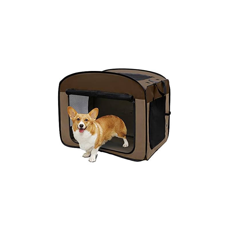 【即納】アイリスオーヤマ 犬 猫 ケージ 折りたたみ アウトドア 防災 ブラウン 中型犬用 幅80奥行51.5高さ66cm