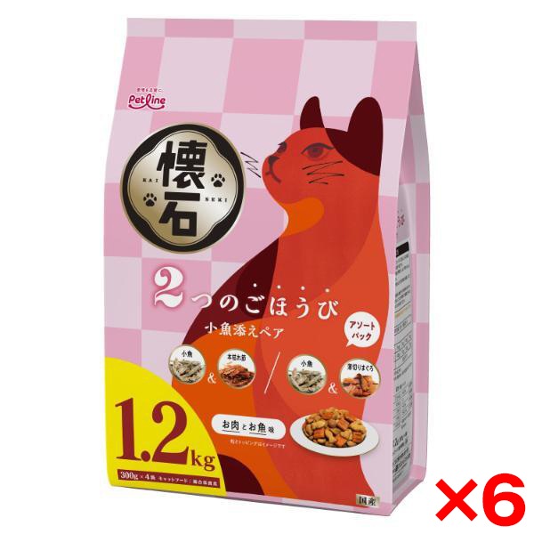 6個セット ペットライン 懐石 2つのごほうび 小魚添えペア 1.2kg(300g×4袋)