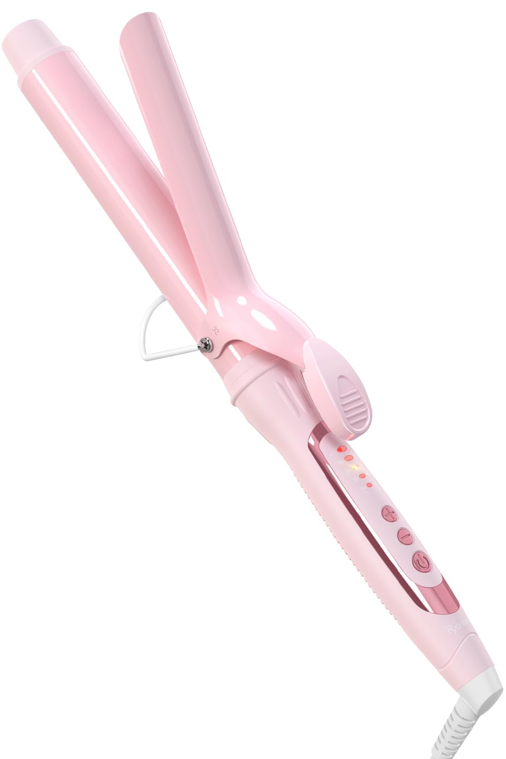 Ryanboo ヘアアイロン カールアイロン コテ 32mm カーリングアイロン 5段階温度調整 プロ仕様 MAX220℃ 海外対応(32mm, ピンク)