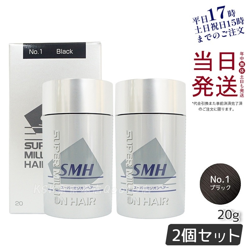 【2個セット】ルアン スーパーミリオンヘアー 20g No.1 ブラック 髪 頭 薄毛隠し 薄毛 分け目 つむじ ボリューム 男性 女性 白髪かくし