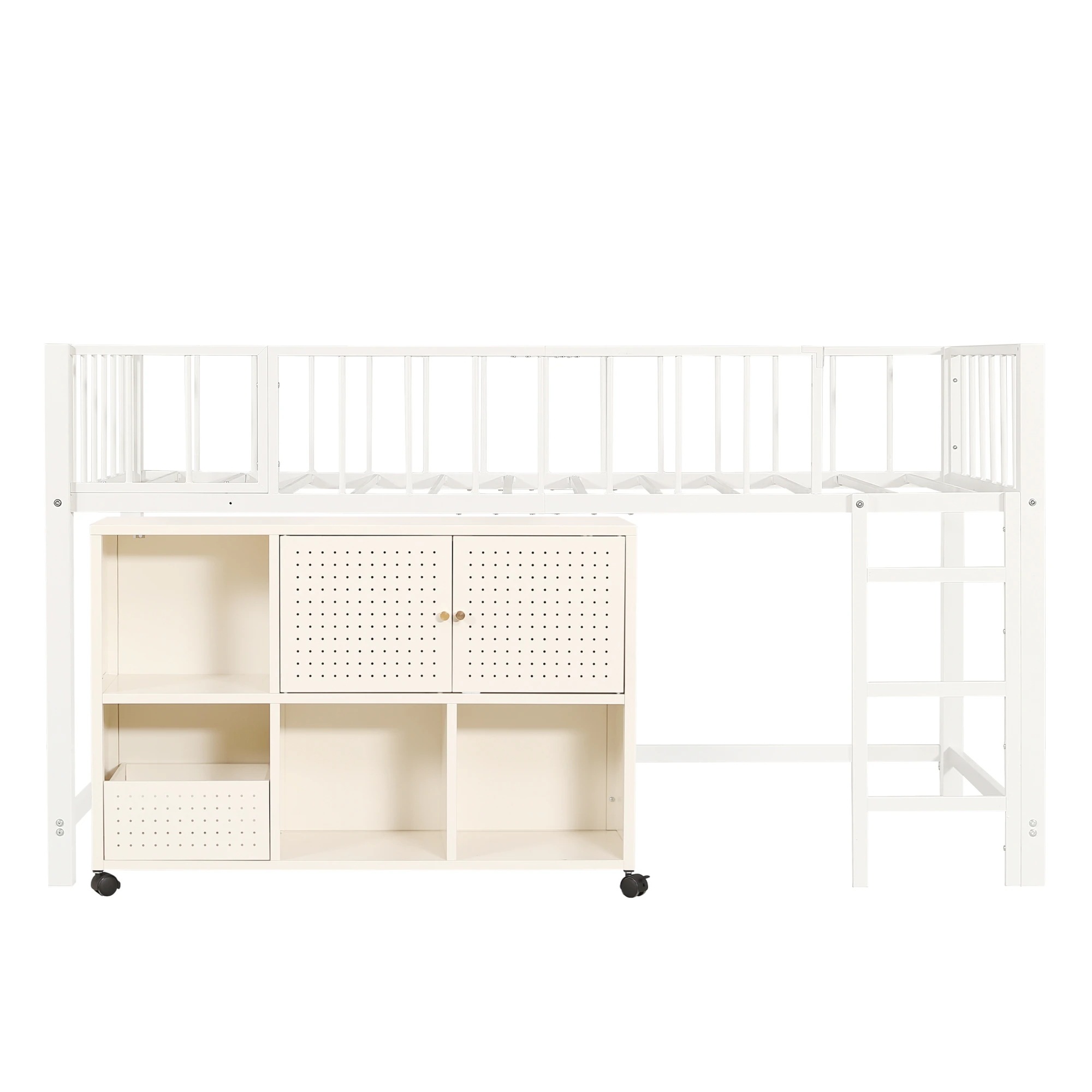 【12】【2梱包】ロフトベッド+金属製キャビネット システムベッド パイプベッド シングル 高さ110cm ロフトベッド ロータイプ 左右入れ替え 子供ベッド シングルベッド 下収納 ロフト ベッド