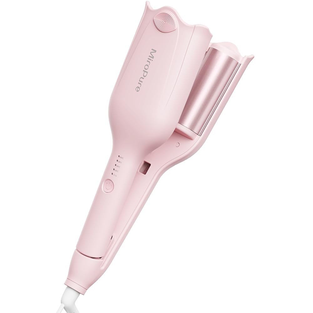 MiroPure ヘアアイロン カール ウェーブアイロン 34 挟むだけで可愛い カールアイロン 実現 140℃～200℃ 千万級マイナスイオン吹出 やけど防止 初心者向けカールアイロン プレゼント
