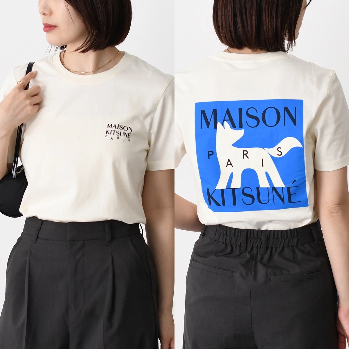 Tシャツ トップス GALLERY フォックス レギュラー Tシャツ QW00104 KJ7026 レディース ベージュ コットン 半袖 クルーネック ロ