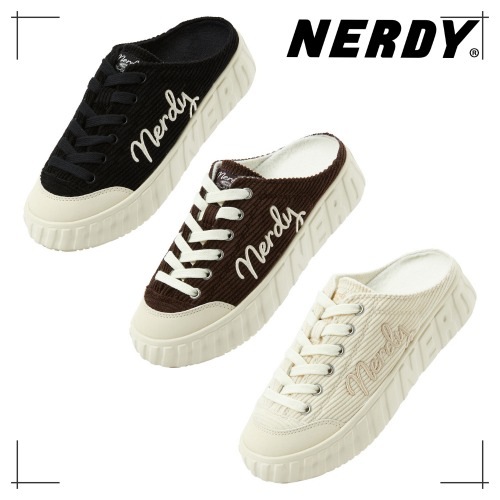 NDY ラブリーレター コーデュロイ ミュール BLACK/IVORY/BROWN