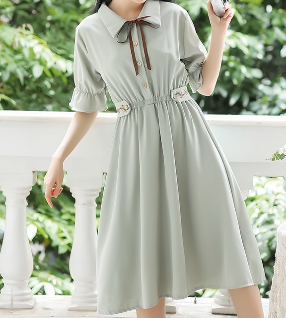 高評価!超人気 小さな新鮮なミドル丈のスカートの女の子の ドレス 2024 新中学生セン ウエスト スウィート ドレス