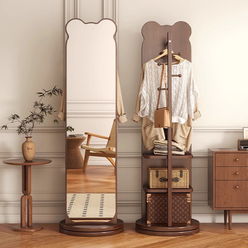 リトルベアフルボディミラー移動床のミラードレッシングミラー木製ロータリー衣服統合ドレッシングミラー