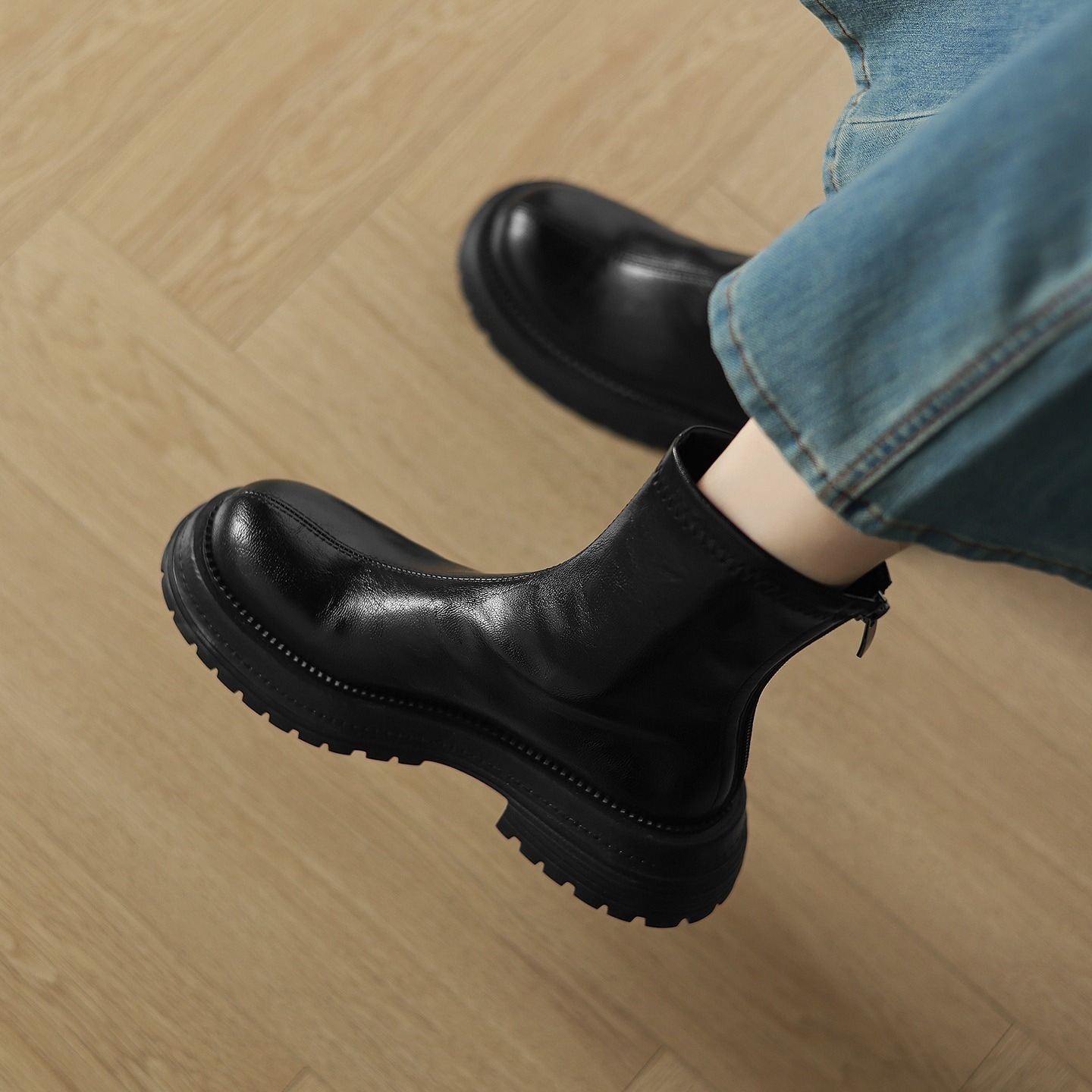 ブーツ レディースブーツ ショートブーツ ローヒール 4.5 バックファスナー フェイクレザー かわいい 大人可愛い きれいめ シンプル カジュアル 大人 上品 おしゃれ かっこいい ラフ レトロ