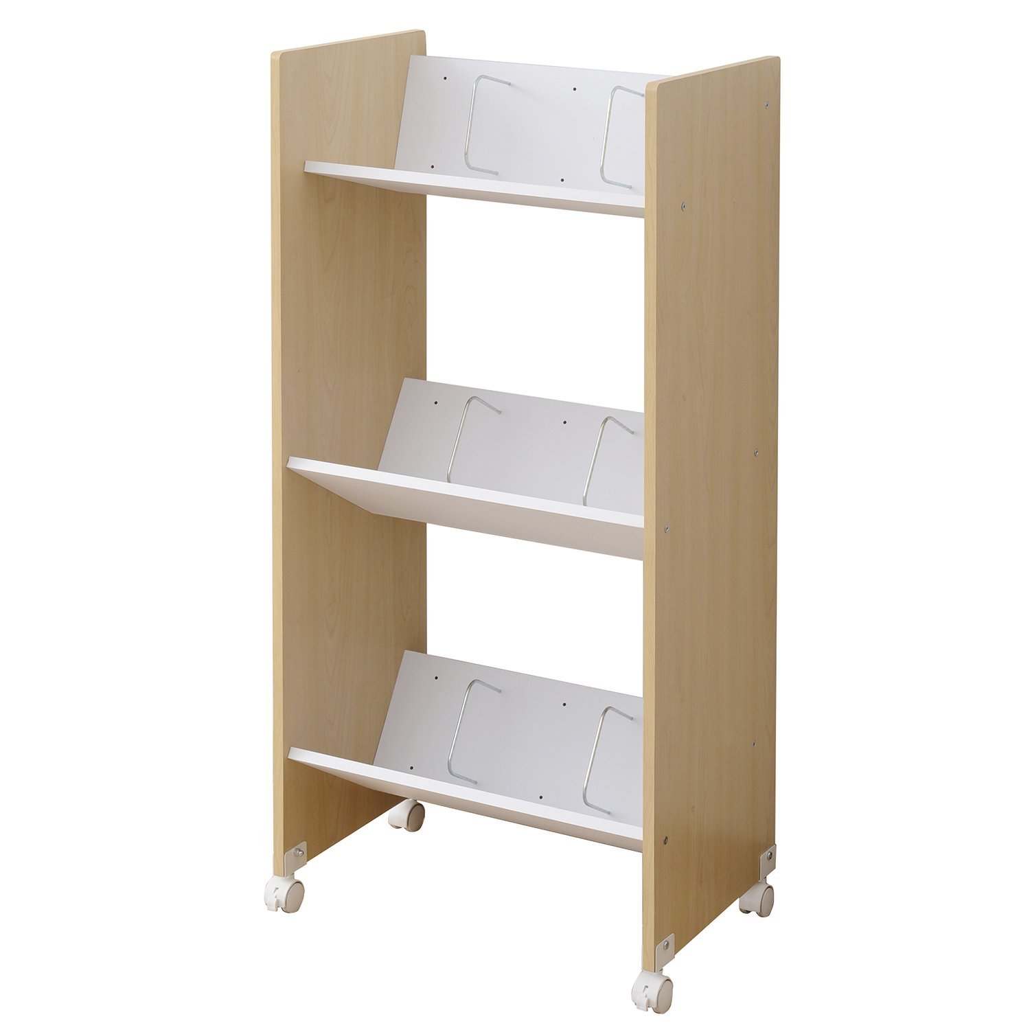 山善(YAMAZEN) A4ファイルラック 3段 キャスター付き 斜めで取り出しやすい 幅55×奥行36×高さ120.5cm 書類収納 ファイルワゴン 組立品 ナチュラル CFR-12533C(NA)