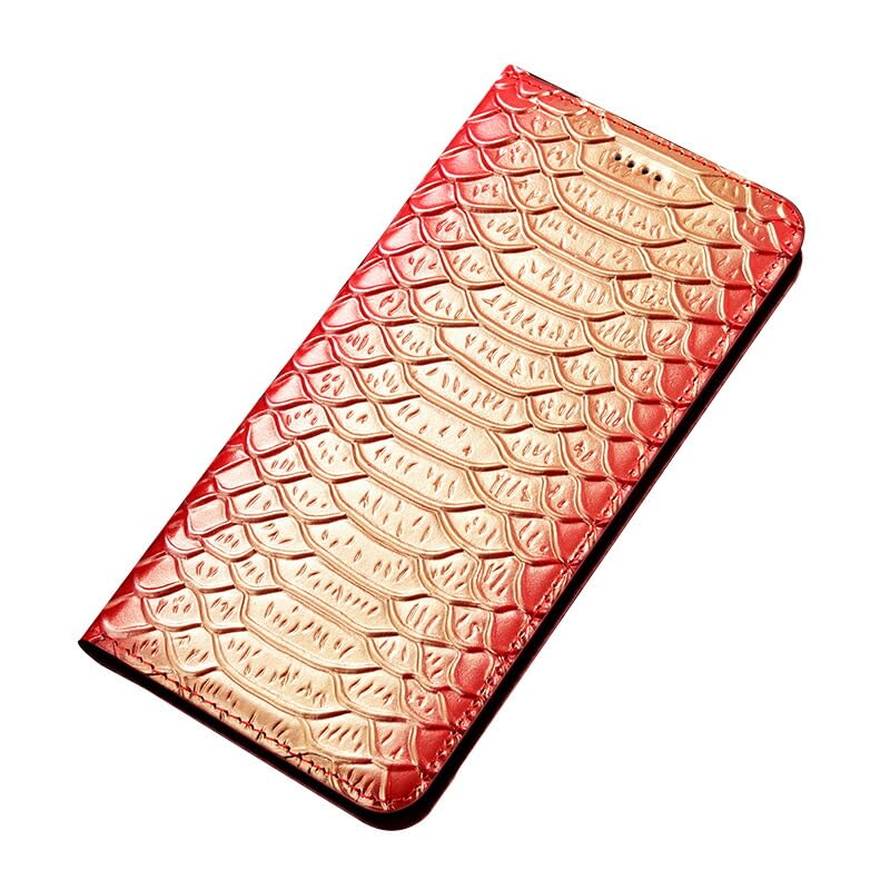 iPhone SE 第3世代 2022年 ケース 手帳型 ウロコ柄 ドラゴン柄 本革 牛革 スマホケース 横置きスタンド機能付き スマートフォンケース マグネット内臓式 (Dragon：ピンク Pin