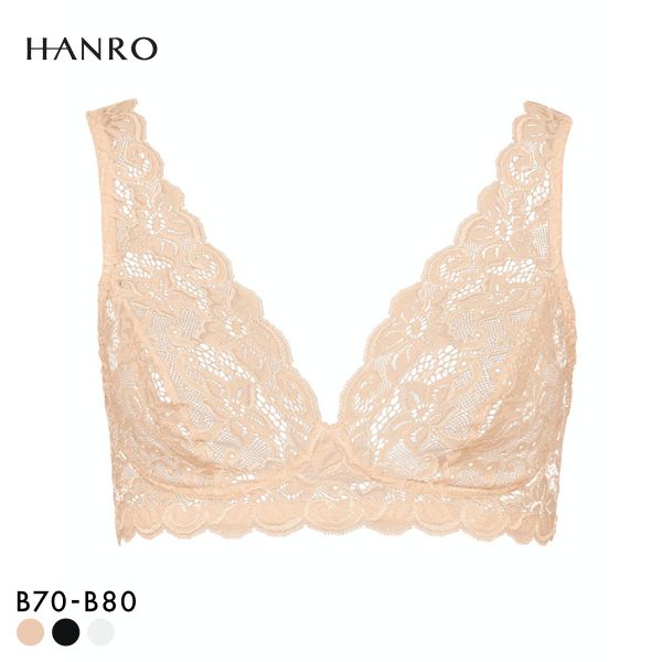 ハンロ モーメント 定番 総レース ソフトブラ ノンワイヤーブラ HANRO MOMENTS Vネッ