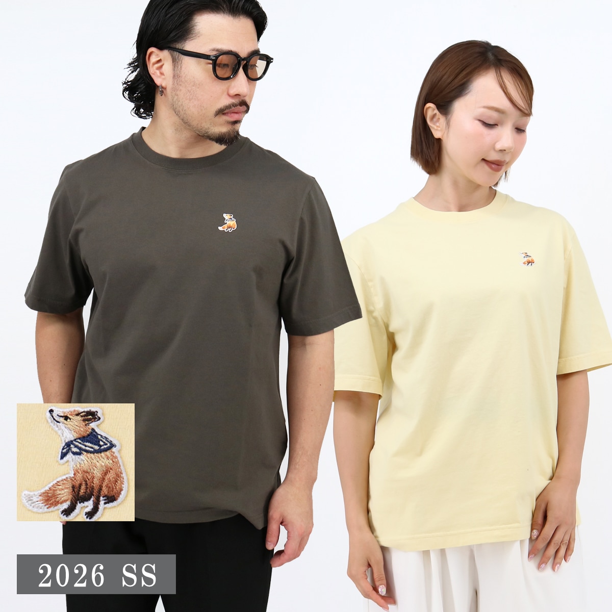 MAISON KITSUNE メゾンキツネ ロゴTシャツ QM00102KJ7026 DREAMING FOX COMFORT TEE メンズ 半袖 クルーネック レディース ユニセックス SS T
