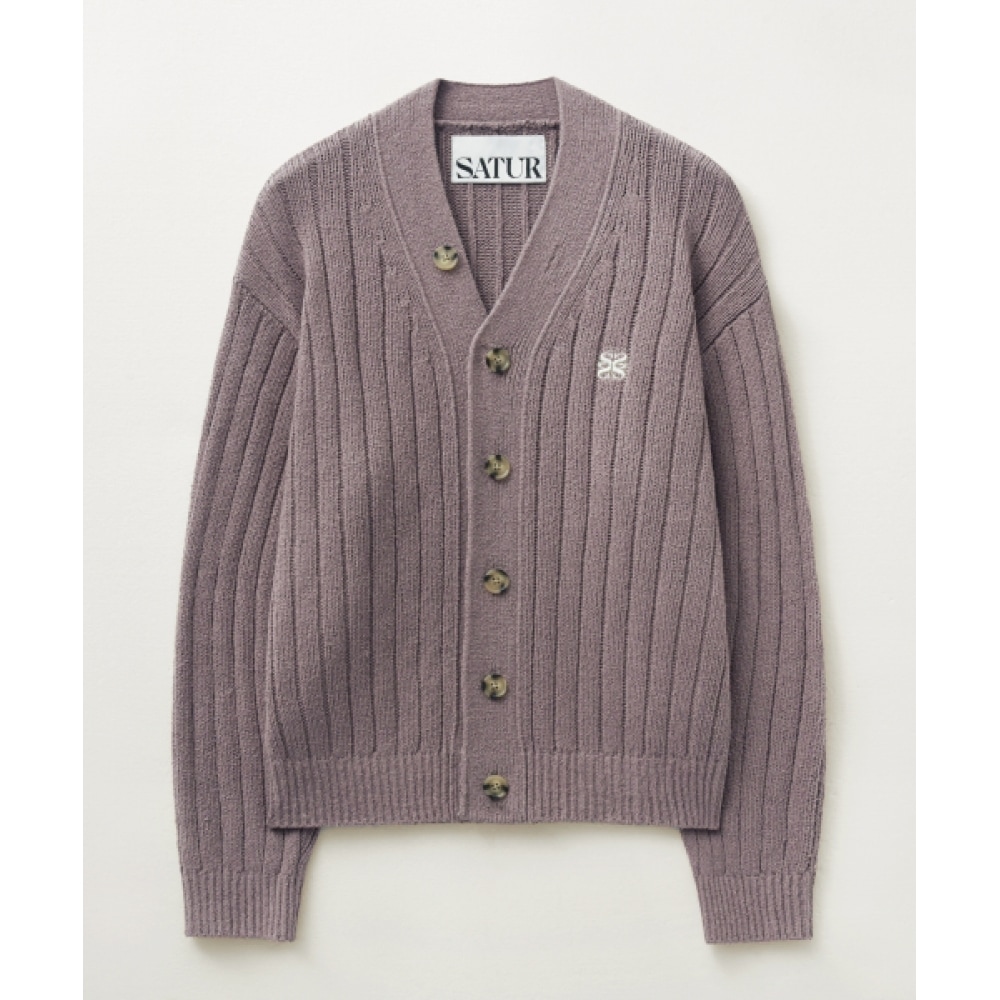 SATUR ファロオーバーサイズブークルカーディガンビンテージパープル