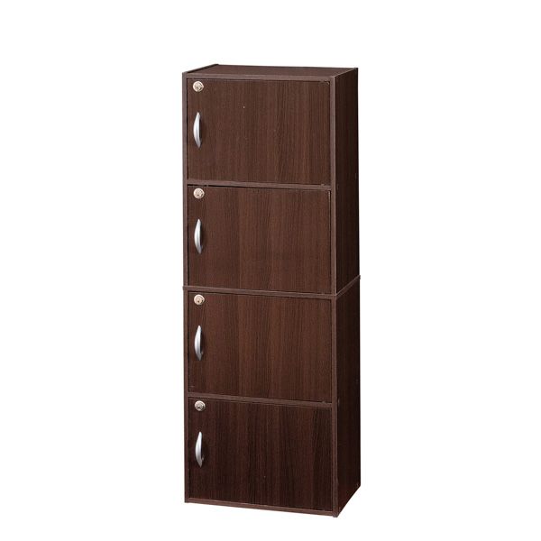 鍵付き4段ボックスR ブラウン 組立式