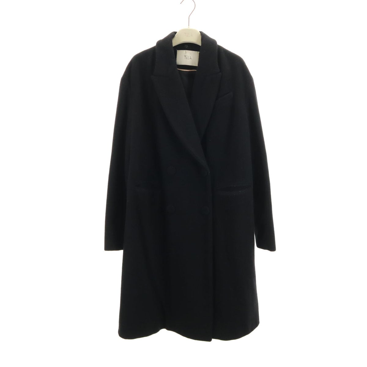 ダブルブレスト コート 42 ブラック ハンガー付き レディース 古着