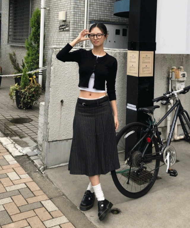 stripe blet ミディスカート [2color]