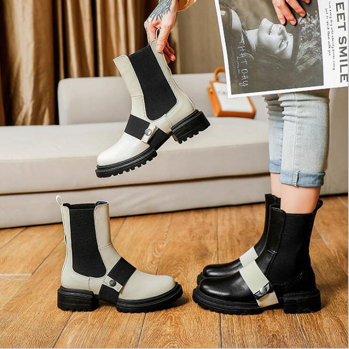 ショートブーツ レディース ワークブーツ ローヒール 厚底 シューズ 靴 無地 カジュアルシューズ