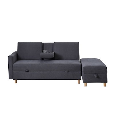 ソファー 3人掛けソファ 多機能ソファベッドコーナーソファー コーナー【ベージュ ソファー 3人掛け ソファベッド 天然木脚 ドリンクホルダー 多機能