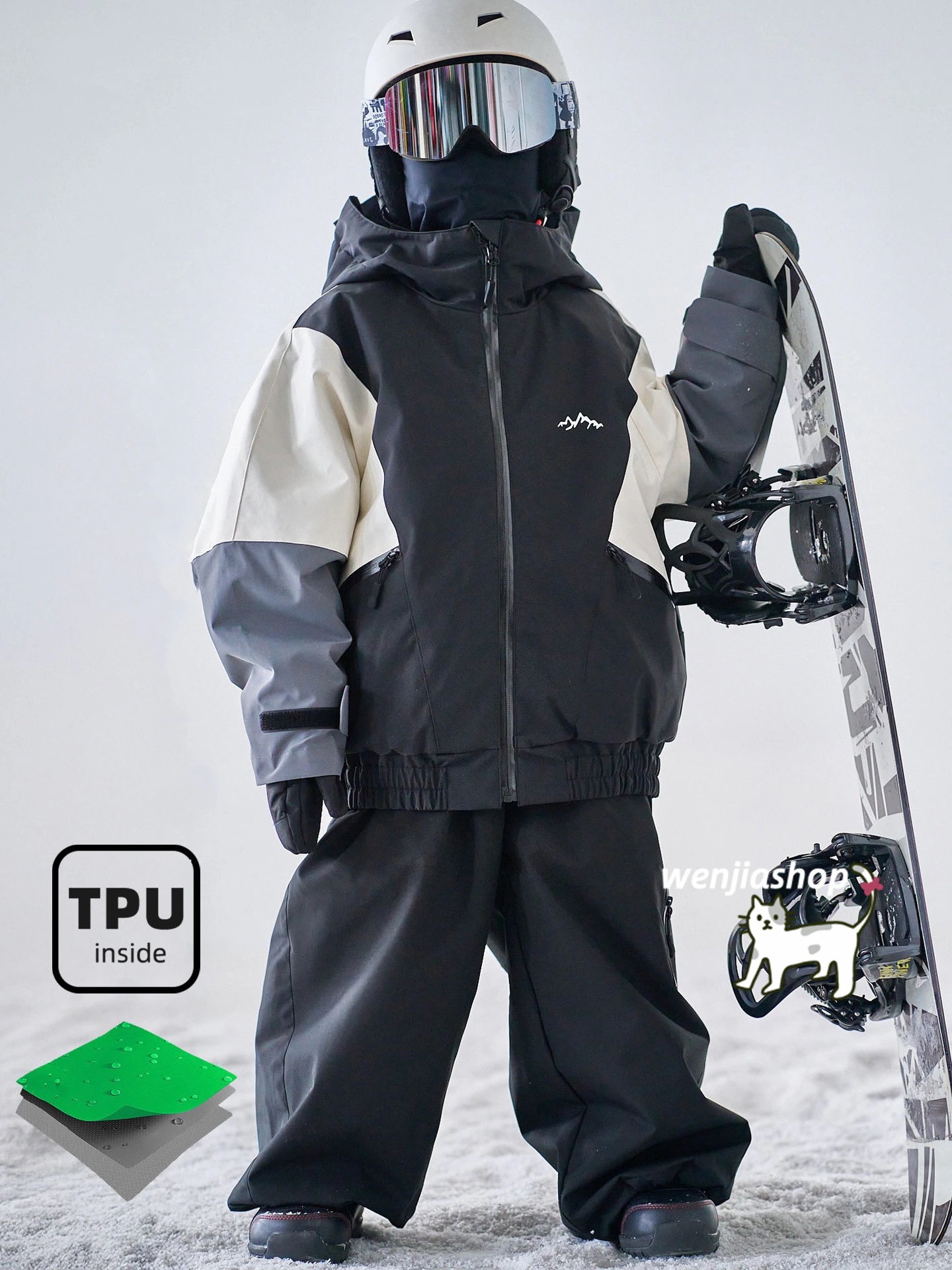 最安値に挑戦！値引き中スノーボードウェア 2026 2026 上下セットキッズ 子供 男の子 女の子 ジャケット パンツ ズボン 黒 撥水 3L 韓国風 スノボウェア スノーウェア スキーウェア120